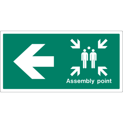 Assembly Point Left Arrow Aluminium Reflective
