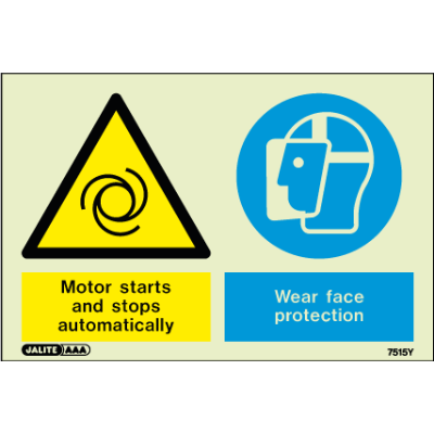 Motor Starts and Stops Automatically Wear Face Protection