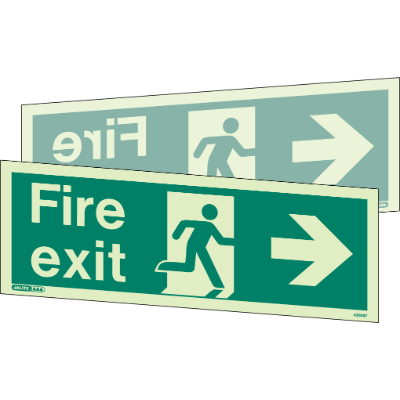 Fire Exit Right Arrow Double Sided
