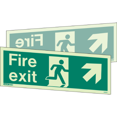 Fire Exit Up Right Arrow Double Sided