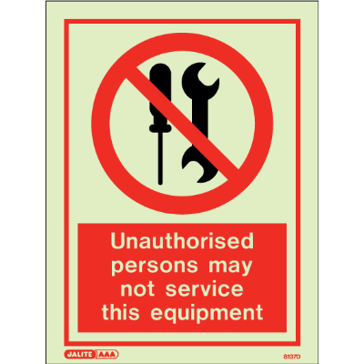Unauthorised Persons May Not Service This Equipment