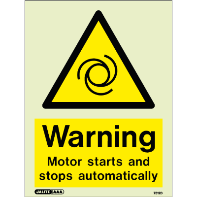 Warning Motor Starts and Stops Automatically